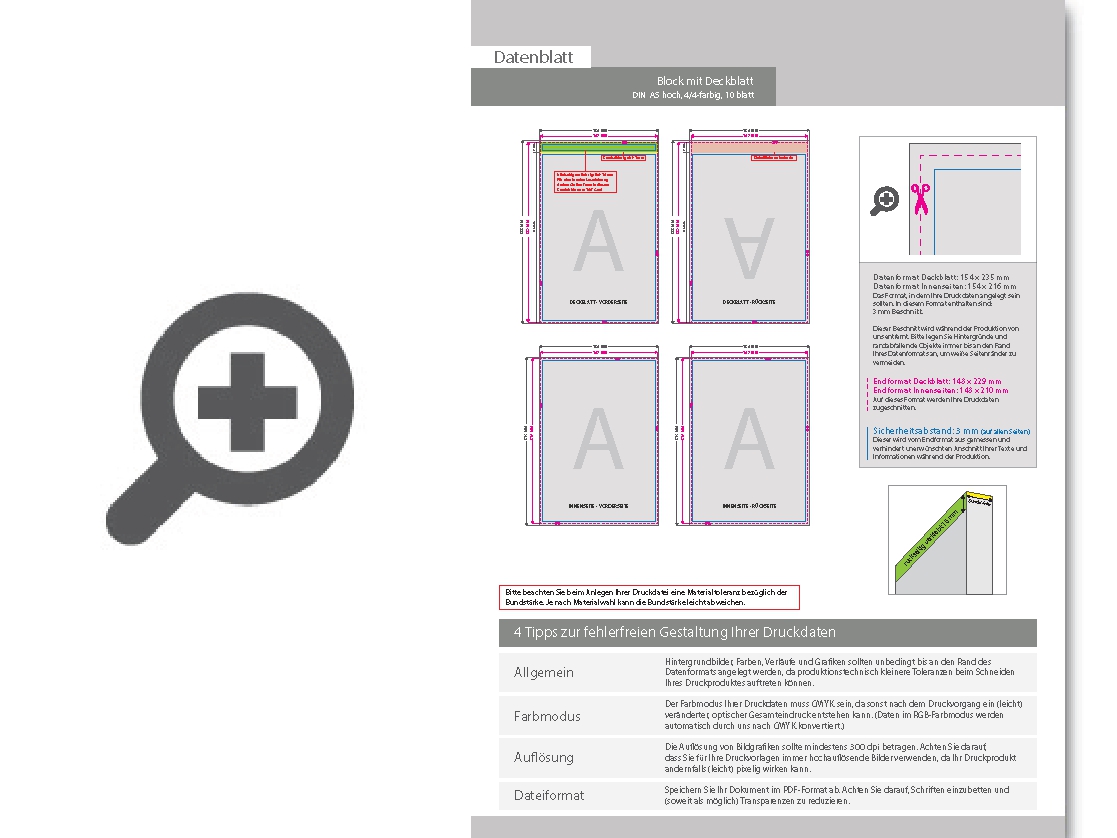 Product Bild block_mit_leimbindung_und_deckblatt__din_a5__10_blatt__4_4_farbig_beidseitig_bedruckt